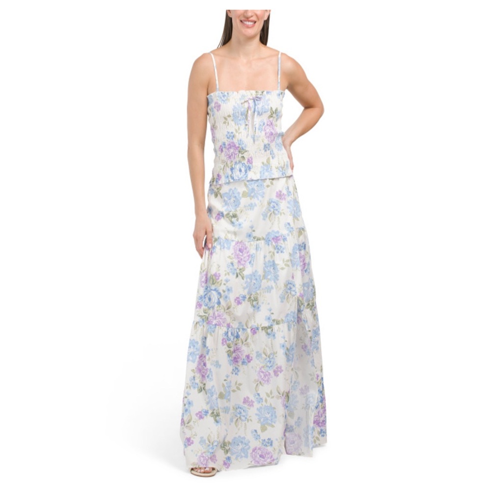 WAYF Smock Top and Tiered Maxi Skirt Set